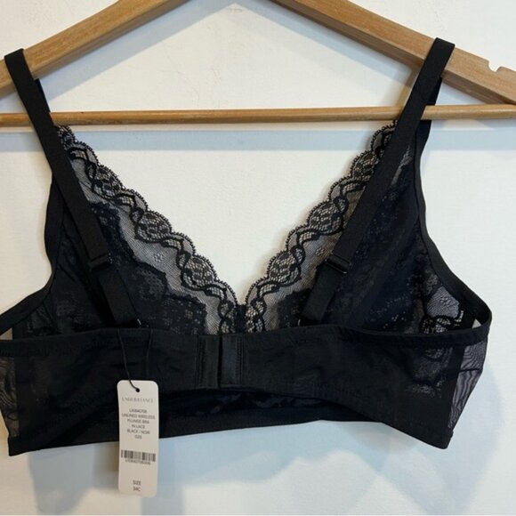 Understance Unlined Wireless Plunge Bra Black Lace - Picture 4 of 5